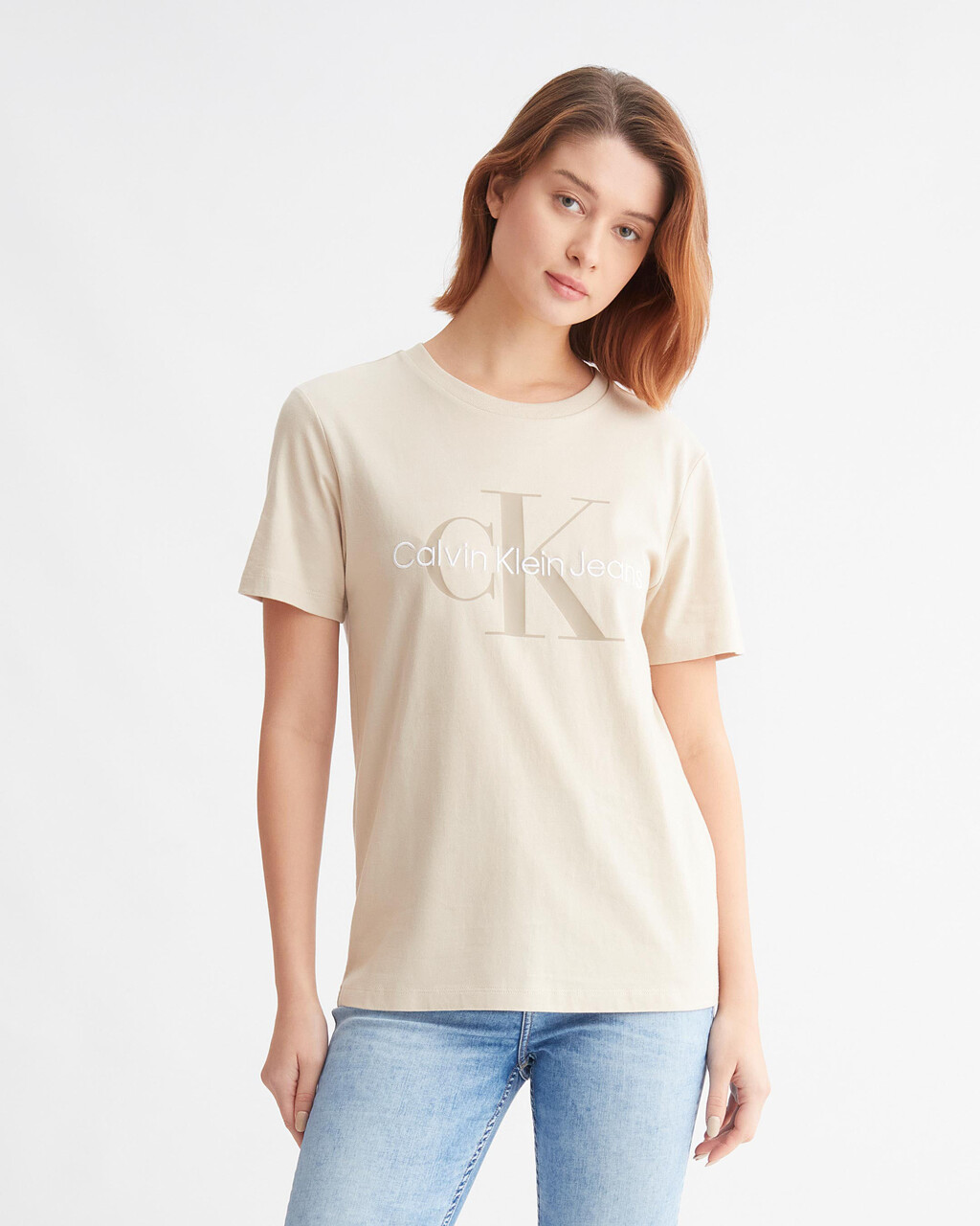ORGANIC COTTON MONOGRAM TEE, Classic Beige, hi-res