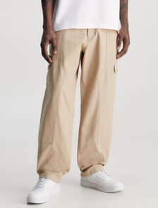 Cotton Canvas Cargo Pants, Travertine, hi-res