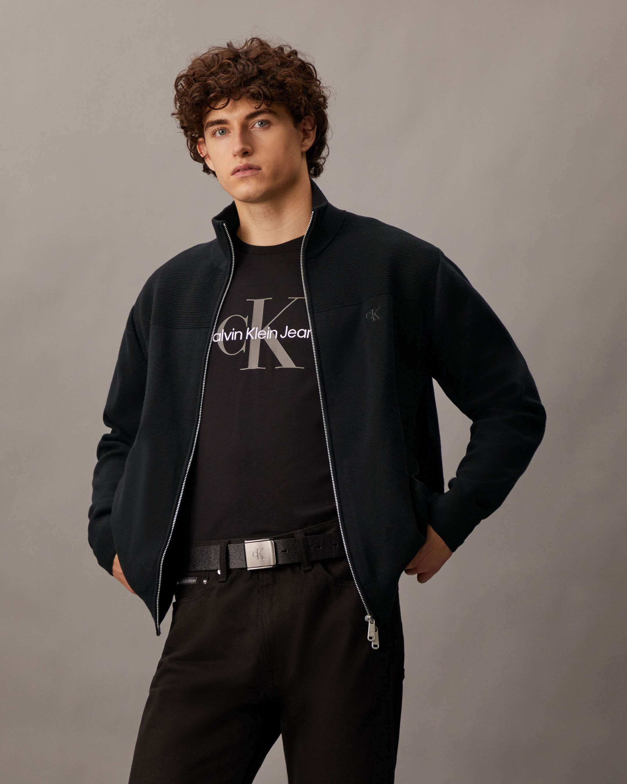 Zip Up Stand Collar Jacket black Calvin Klein Malaysia