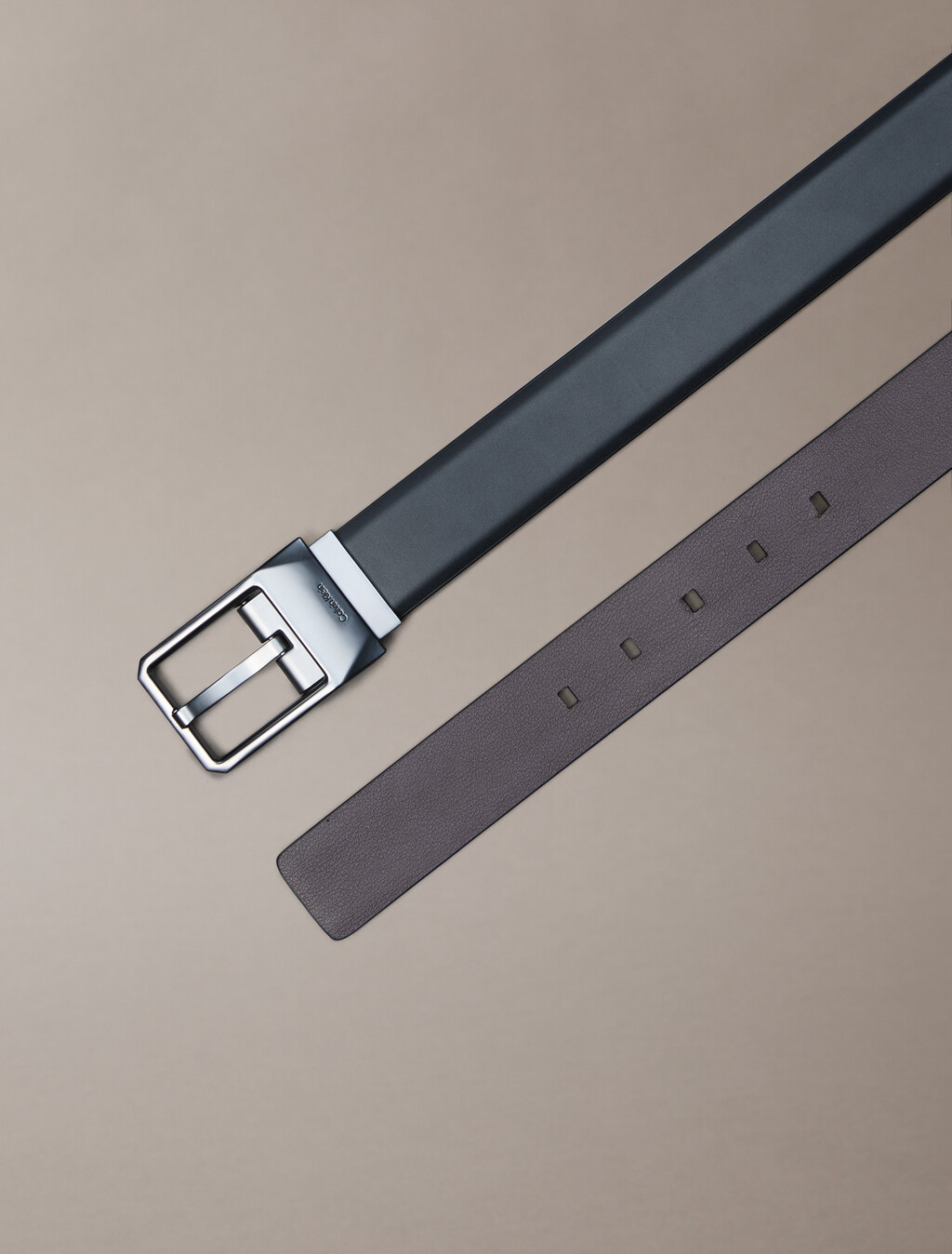 Faceted Buckle Reversible Leather Belt, Black/Bitter Brown/Matte Gunmetal, hi-res