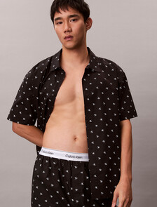 Cotton Poplin Sleep Shirt, DIAMOND LOGO BLACK, hi-res