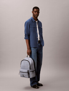 Bold Logo Nylon Round Backpack, Gray Heather, hi-res