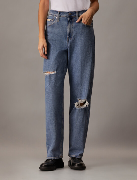 Sustainable Distressed High Rise Loose Jeans