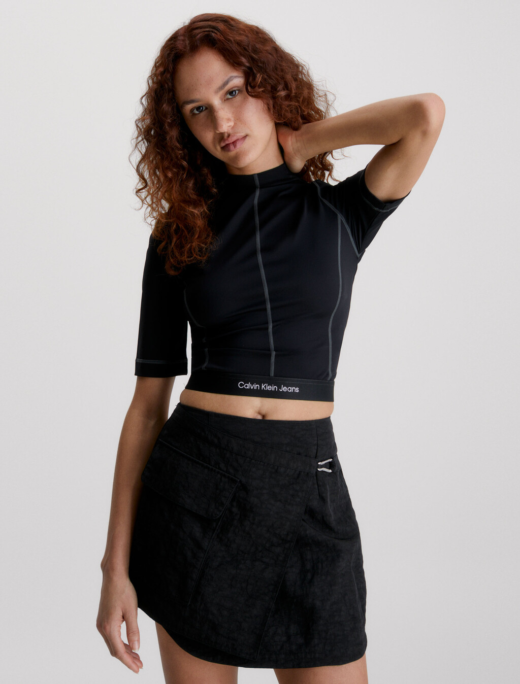 Slim Stretch Cut Out Top, Ck Black, hi-res