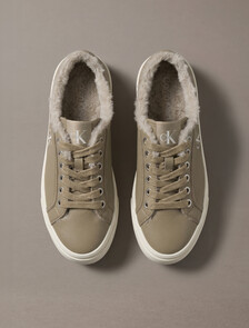 Leather Signature Platform Trainers, Desert Taupe/Dk Ecru, hi-res