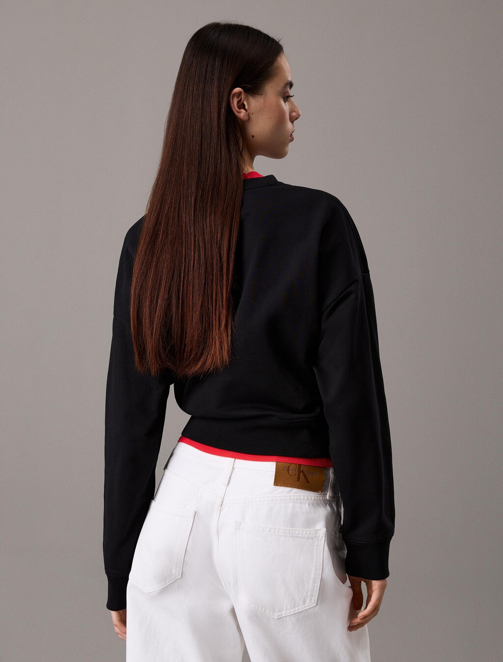 Cropped Monogram Sweatshirt, Black, hi-res