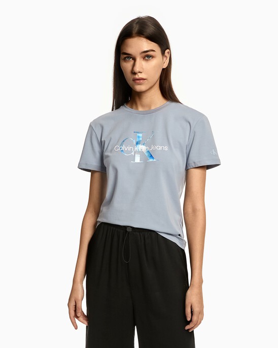 AQUA MONOGRAM PRINT TEE