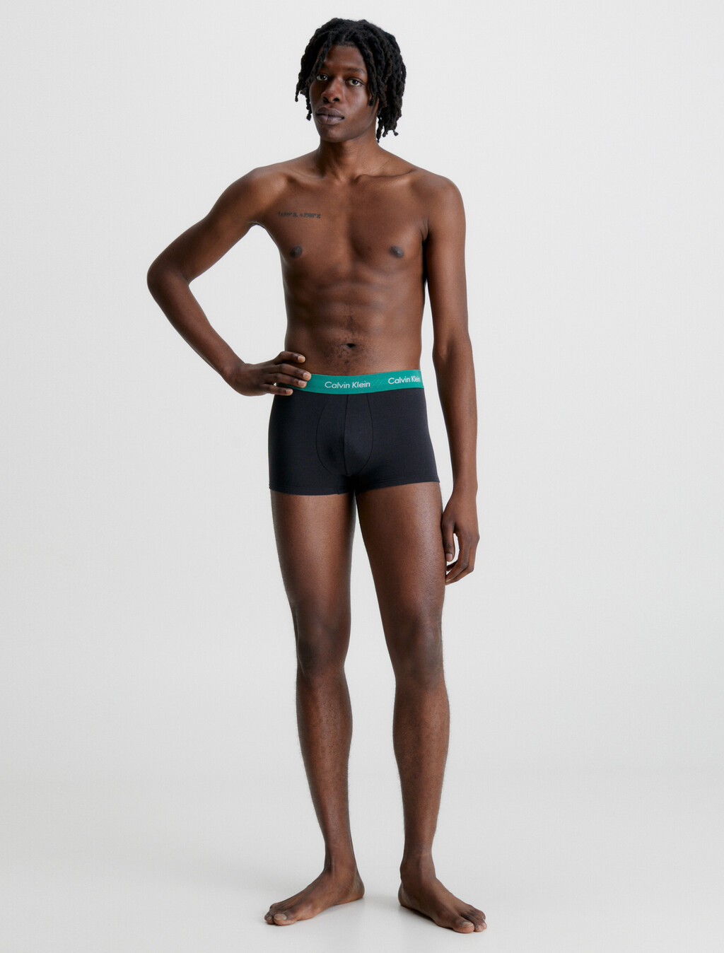 Cotton Stretch 3 Pack Low Rise Trunk, Black w/ Charcoal Heather      Mor, hi-res