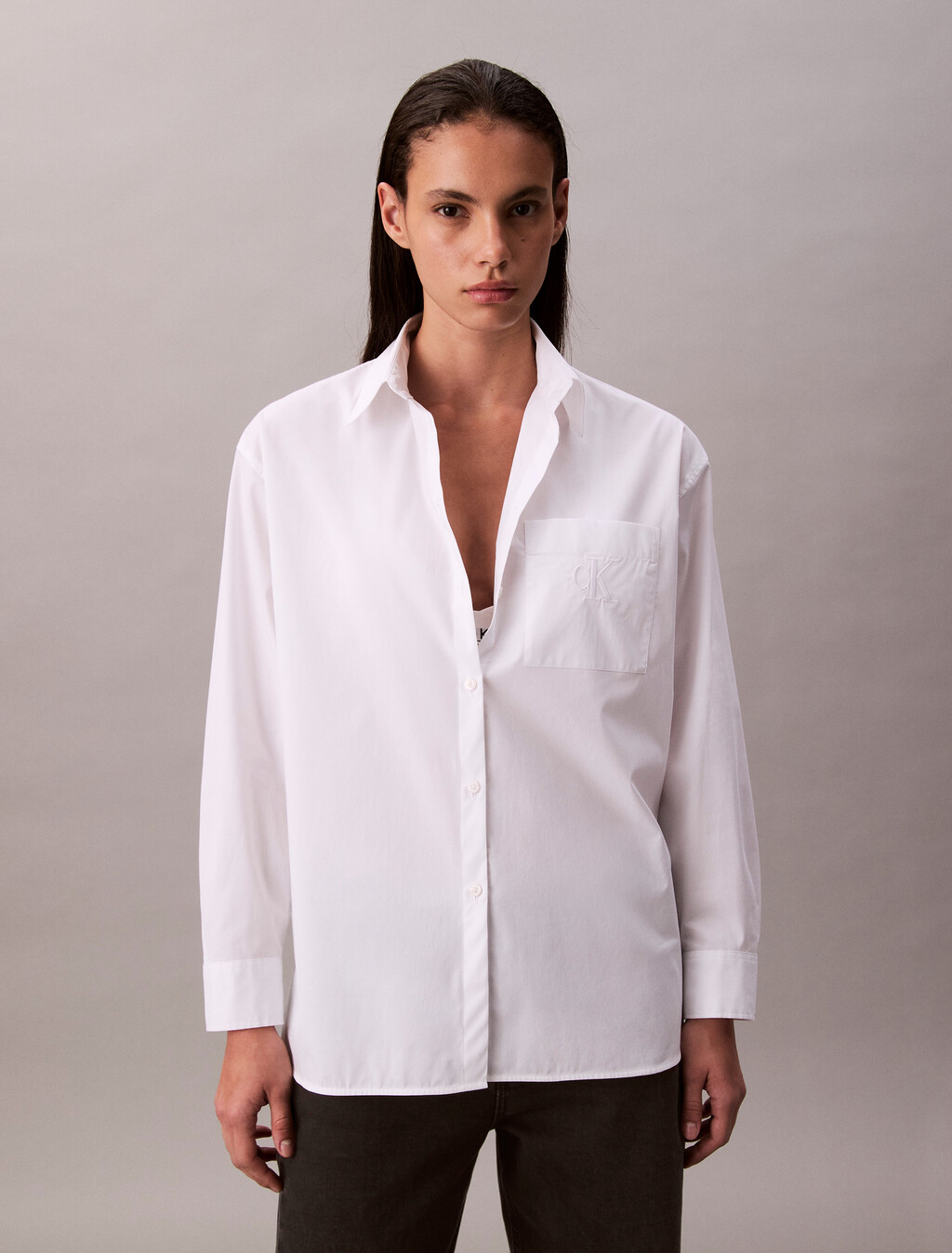 Poplin Relaxed Shirt, Brilliant White, hi-res
