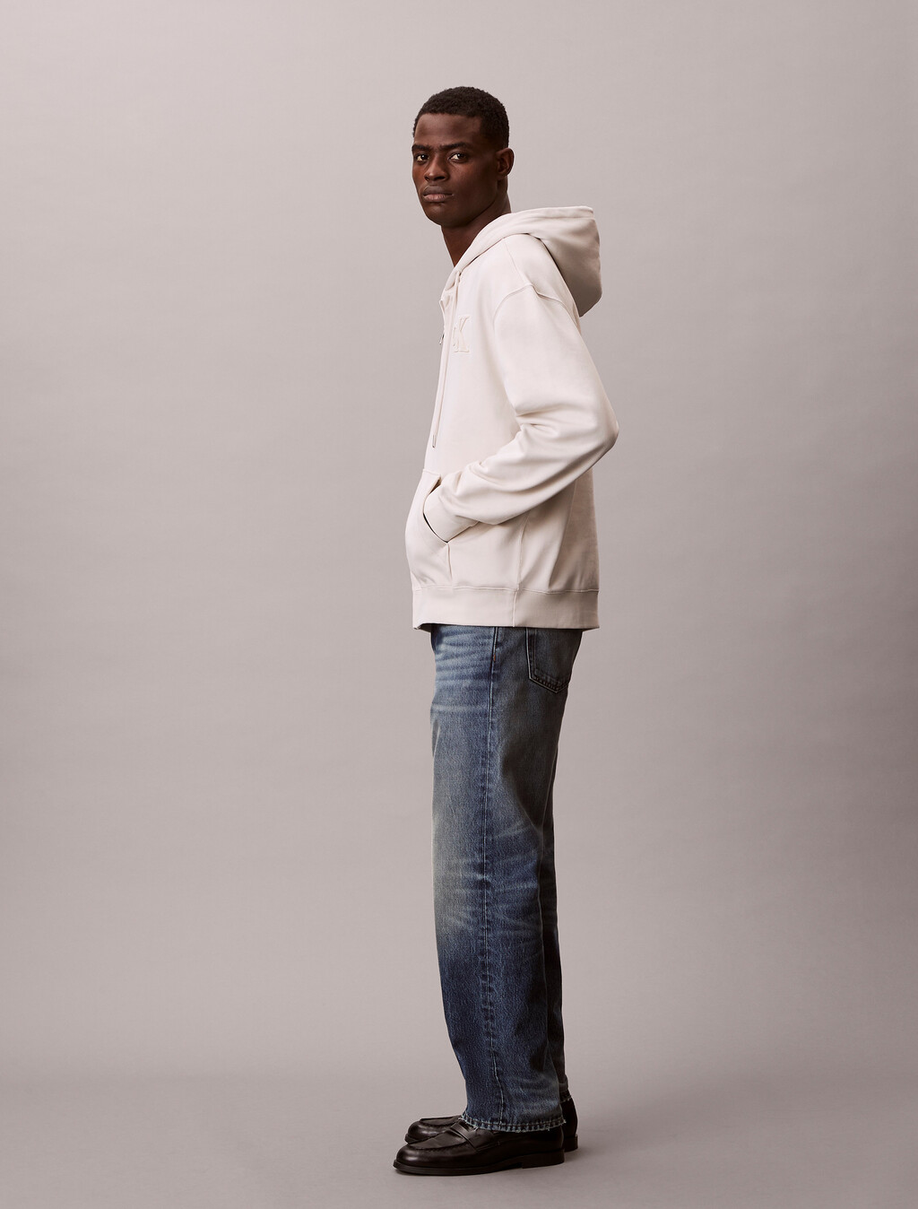 Velvet Monogram Zip Thru Hoodie, Chalk, hi-res