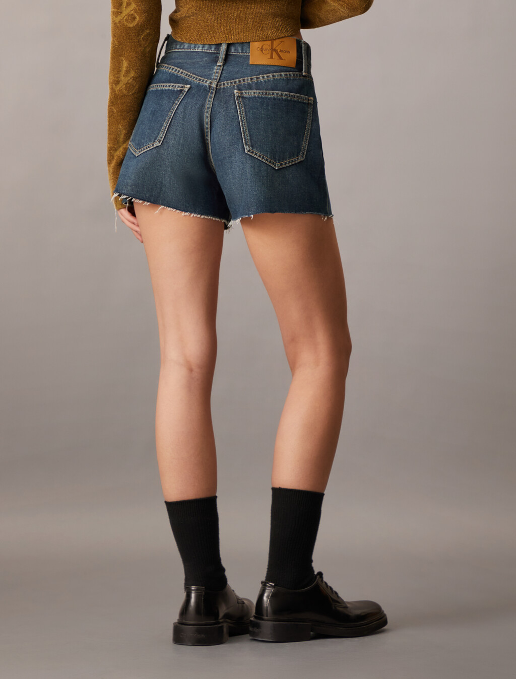High Rise Denim Shorts, Denim Dark, hi-res
