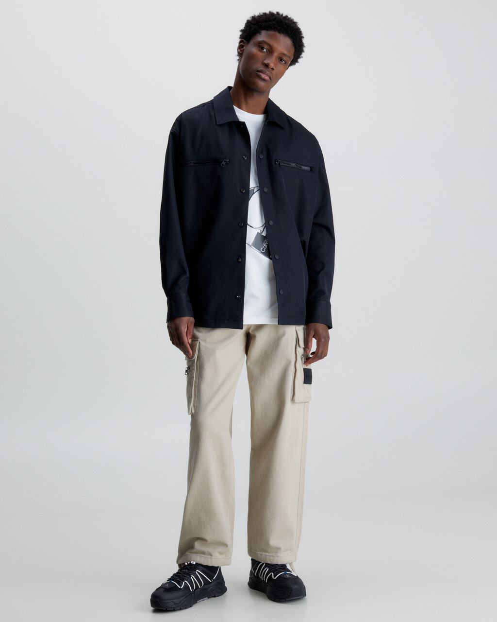 Soft Twill Shirt Jacket, Ck Black, hi-res