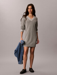 Cotton Knit Jumper Dress, B10 Grey Heather, hi-res