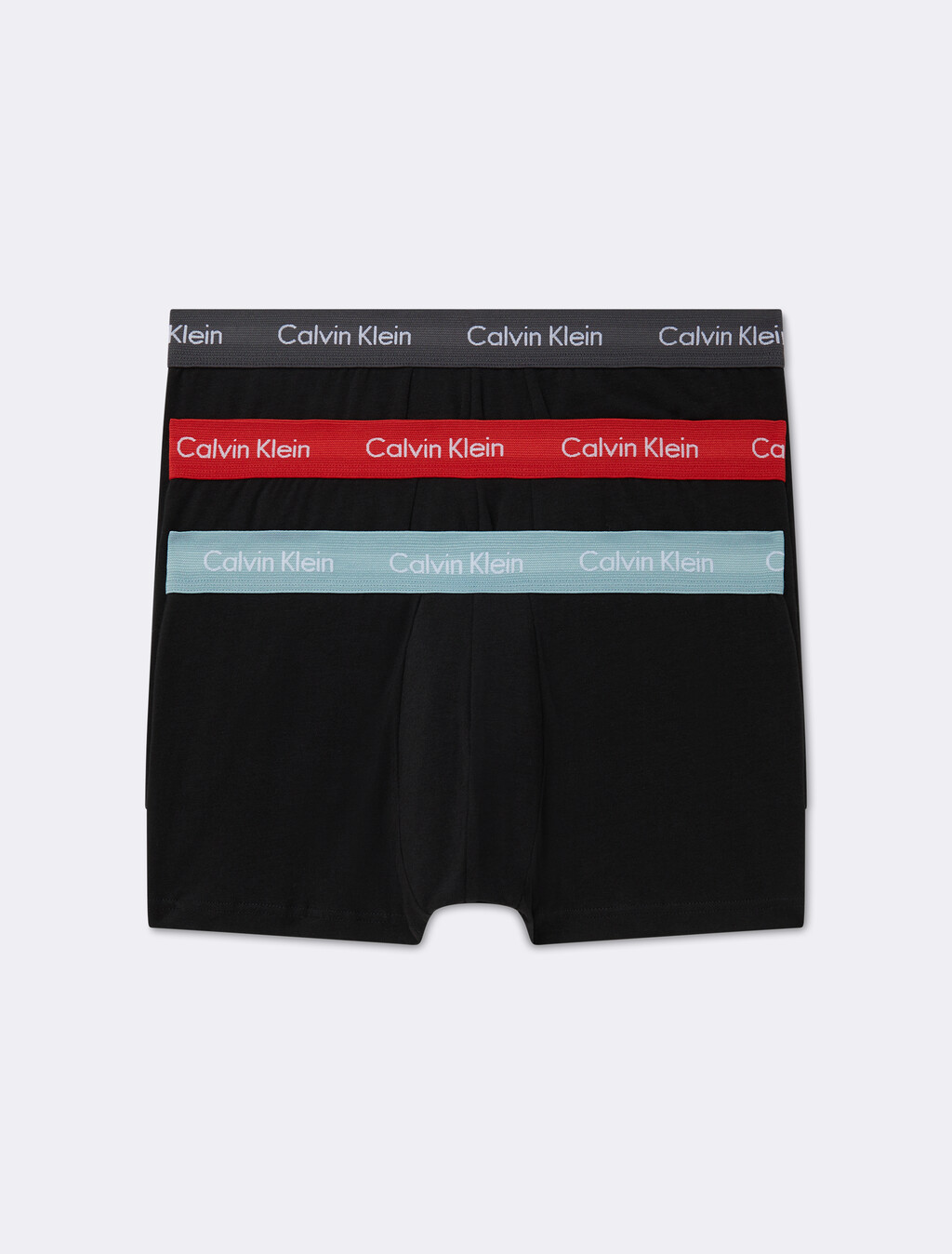 COTTON STRETCH 3 PACK LOW RISE TRUNK, BLK/POMPIAN RED, hi-res