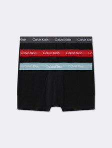 COTTON STRETCH 3 PACK LOW RISE TRUNK, BLK/POMPIAN RED, hi-res