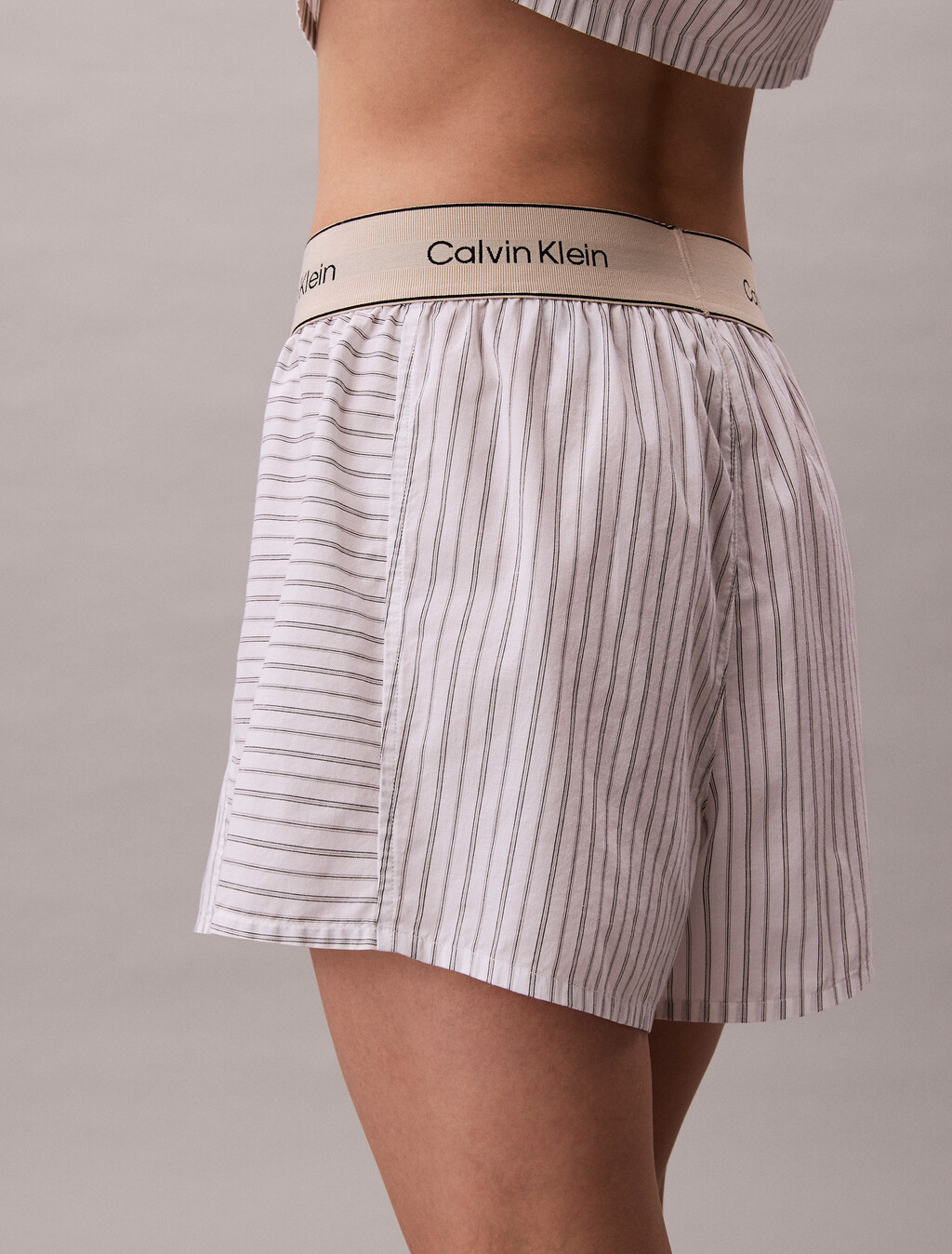 Cotton Poplin Logo Pyjama Shorts, 19471 TRAIL STRIPE+CLASSIC WHITE, hi-res