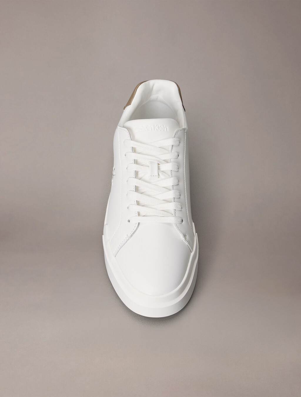 Leather Durable Traction NYC Trainers, Bright White/Desert Taupe, hi-res