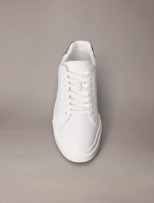 Leather Durable Traction NYC Trainers, Bright White/Desert Taupe, hi-res
