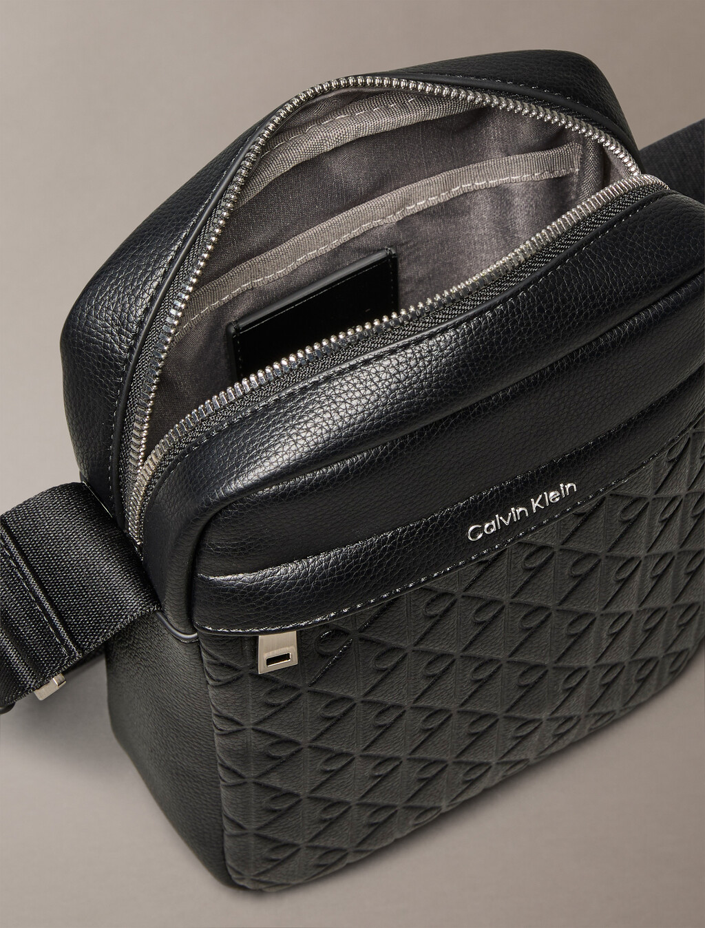Embossed Allover Monogram Reporter Bag, Black, hi-res
