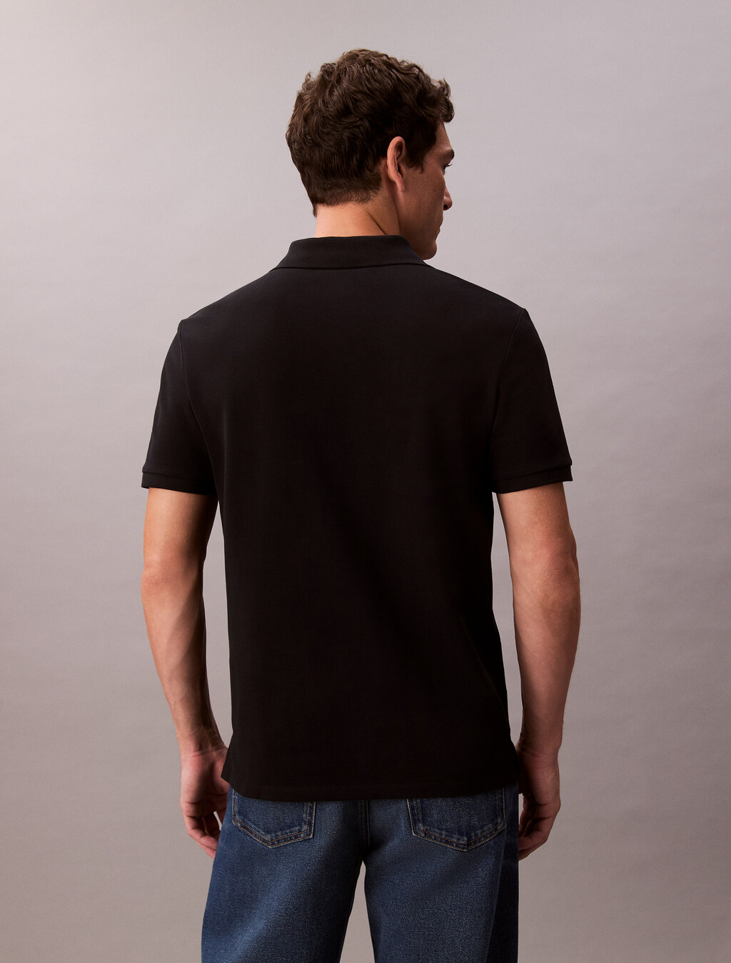 Cotton Piqué Polo Shirt, Black, hi-res