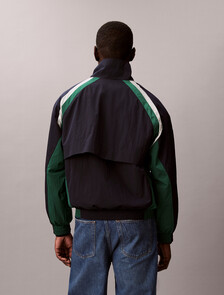 Colour Block Nylon Track Jacket, Miami Green, hi-res