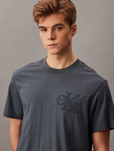 Velvet Monogram Tee, Harlem Night Blue, hi-res