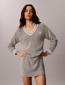 Cotton Knit Jumper Dress, B10 Grey Heather, hi-res