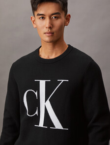 Monogram Wool Blend Sweater, Black, hi-res