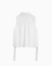 Summer Textures Side Tie Sleeveless Shirt, Bright White, hi-res