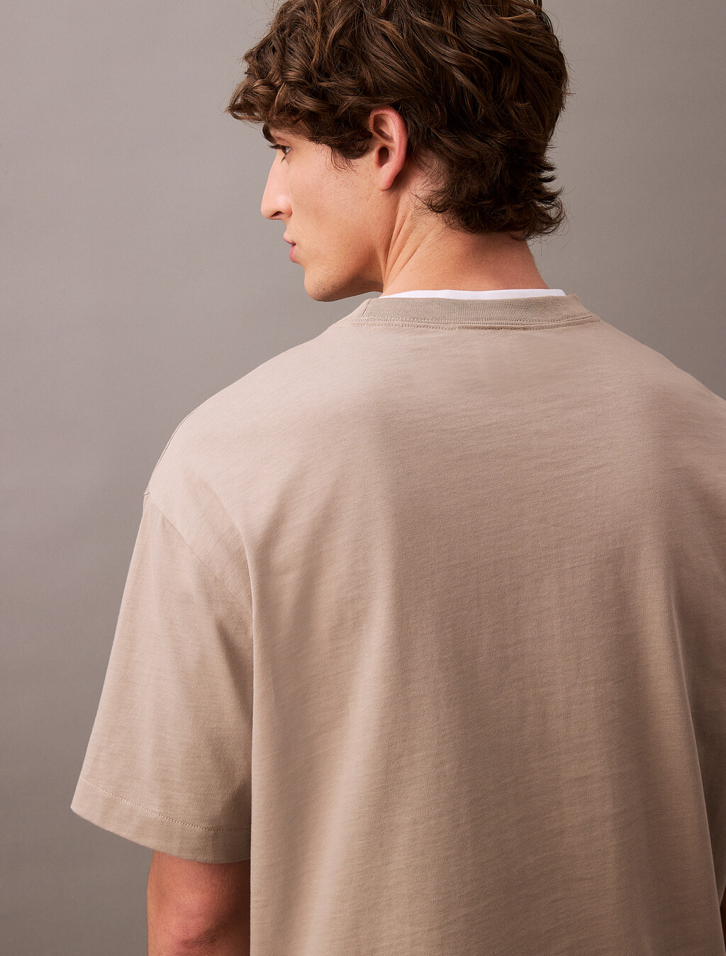 Calvin Logo Crew Neck Tee, Vintage Khaki, hi-res