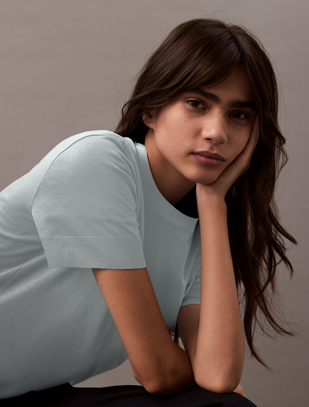 Silk Touch Mockneck Tee, Halogen Blue, hi-res