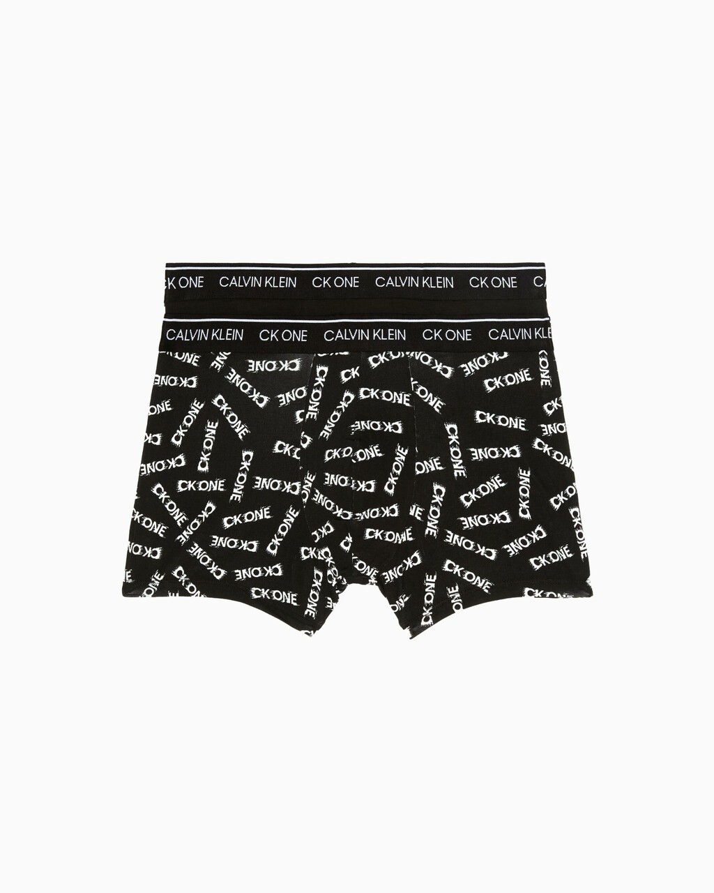 CK One Cotton Low Rise Trunk 2 Pack, Black Inked Logo Print Black, hi-res