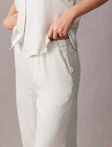 Satin Sheen Pyjama Pants, 18724 STITCH STRIPE LOGO+Chalk, hi-res