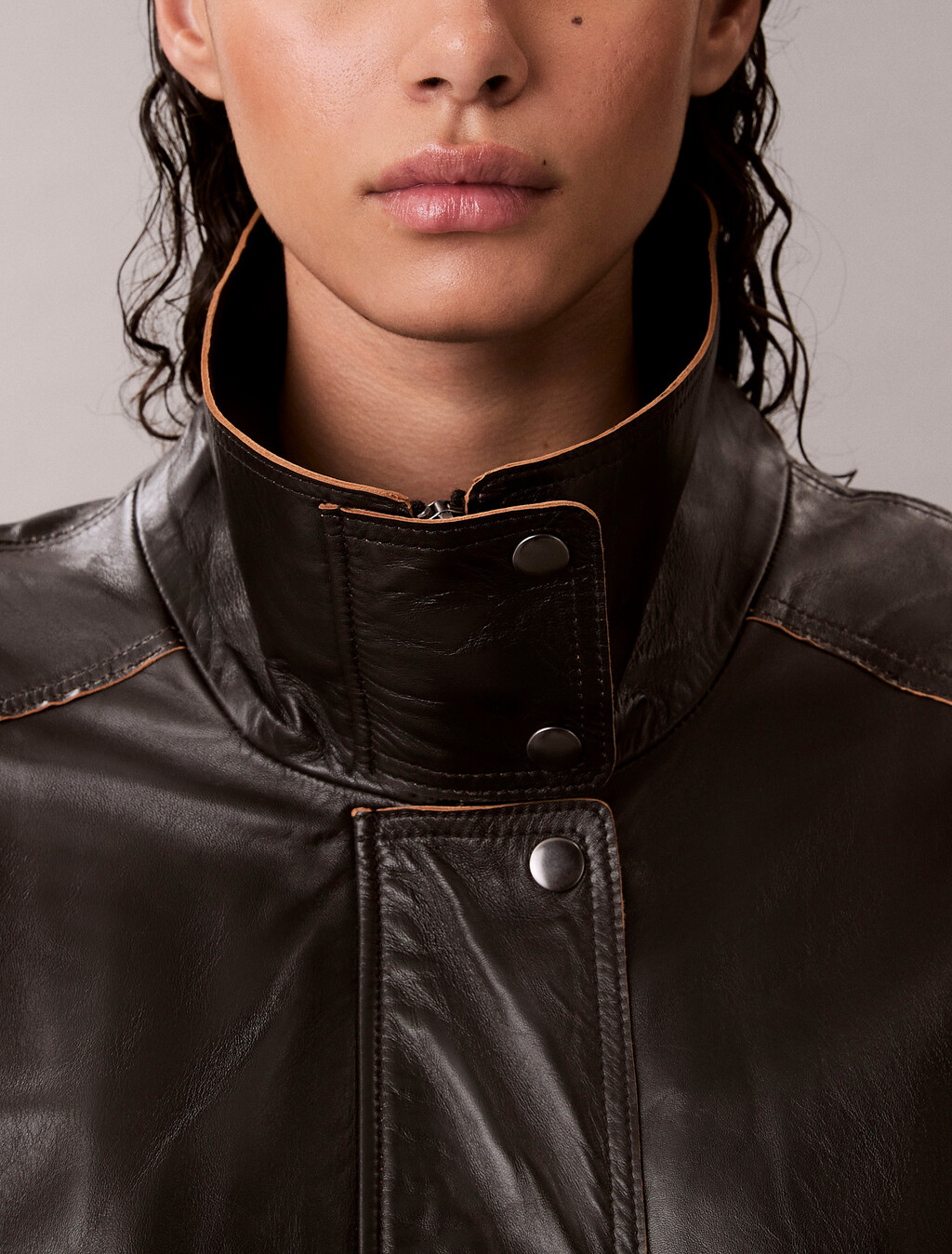 Relaxed Patent Leather Jacket, Black, hi-res