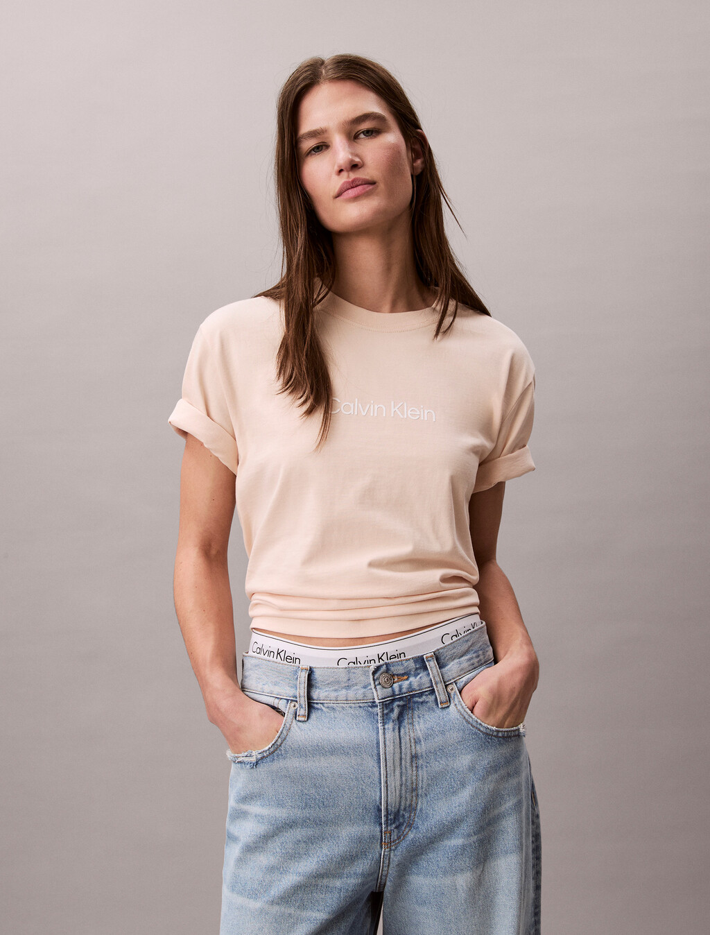 Relaxed Standard Logo Crewneck Tee, Mother Of Pearl, hi-res