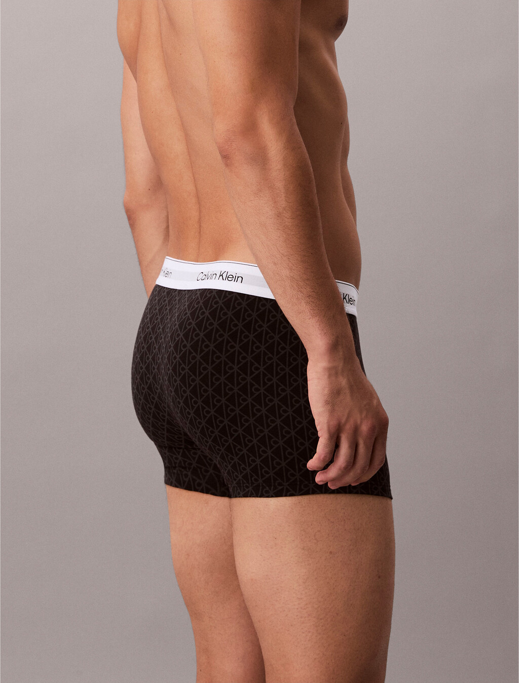 Icon Cotton Stretch Trunks 2 Pack, SEAMLESS EMBLEM+BLACK/ASHFORD GRAY / SLEET, hi-res