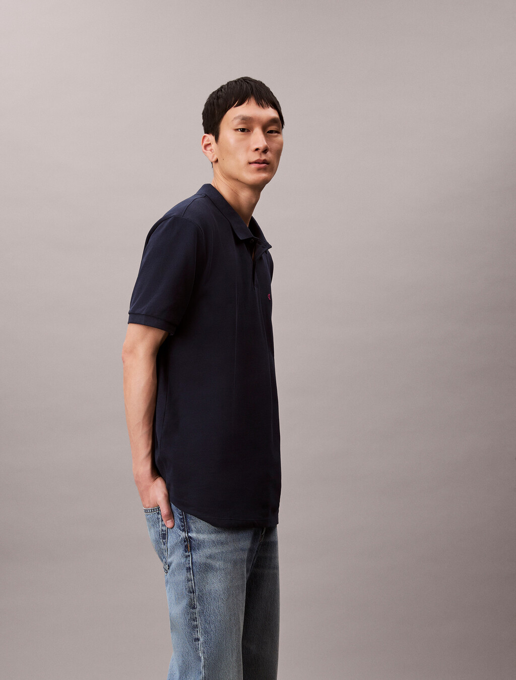 Monogram Cotton Pique Polo, Dark Sapphire, hi-res