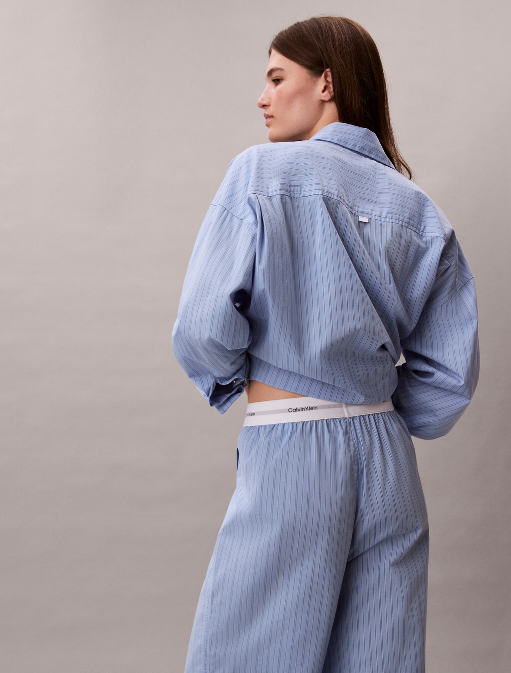 Cotton Poplin Logo Waistband Pant, 19471 TRAIL STRIPE+FROZEN FJORD, hi-res