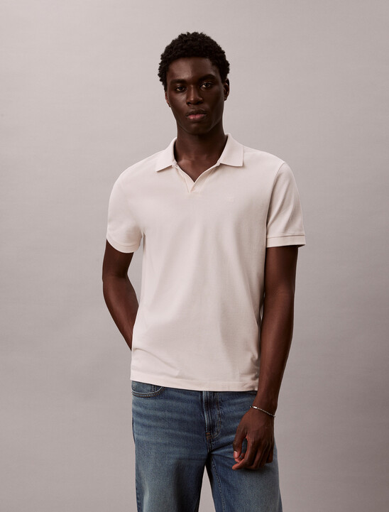 Cotton Piqu&eacute; Open Collar Polo Shirt