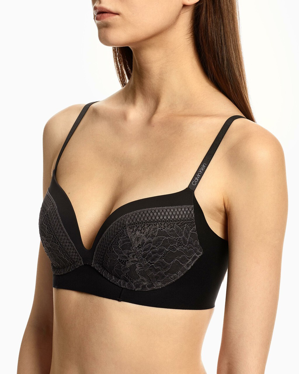 Invisibles Lace Push Up Plunge Bra, black