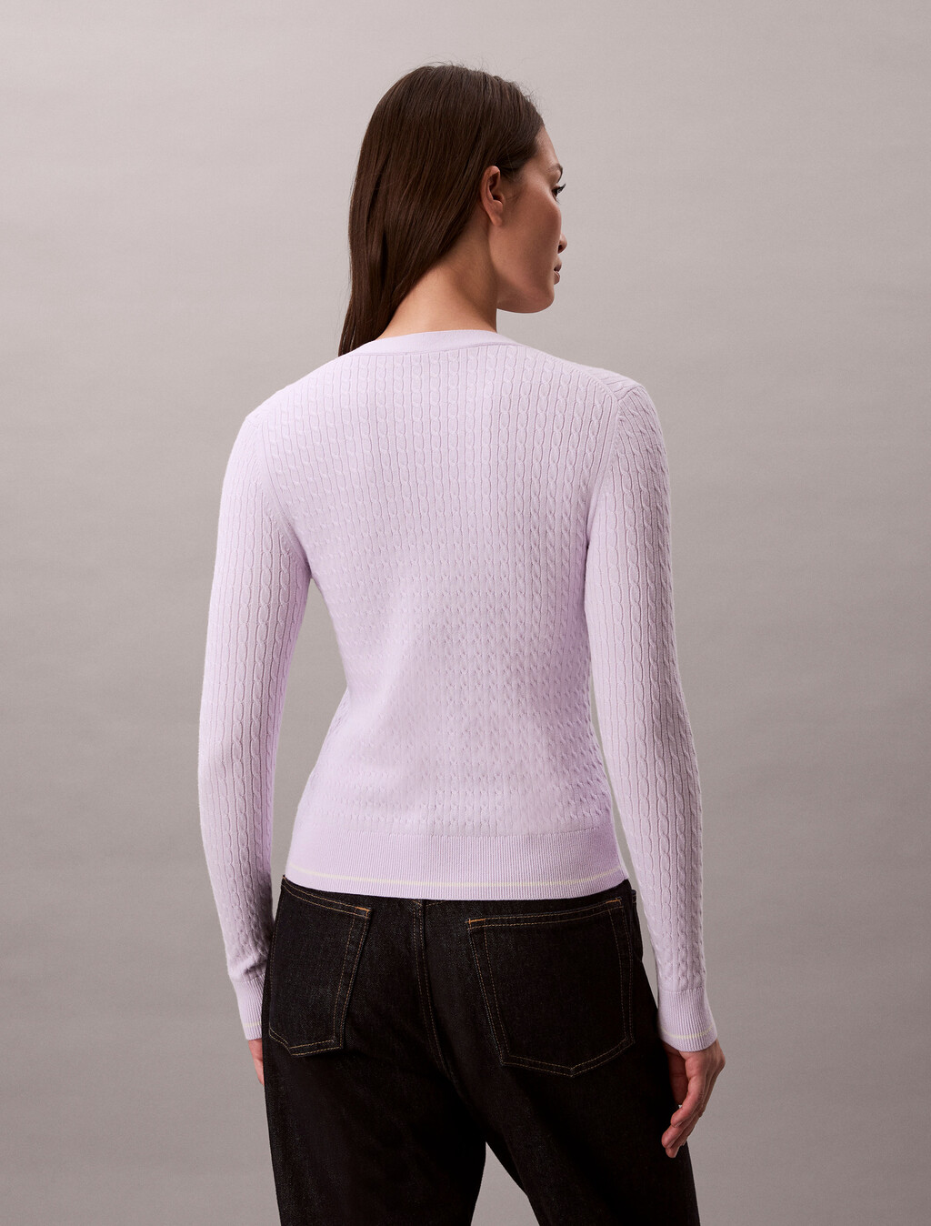 Slim Cable Knit Cardigan, Island Lilac, hi-res