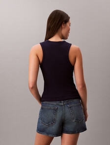 Slim Waffle Racerback Top, Evening Blue, hi-res