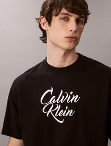 Script Logo Graphic Relaxed T-Shirt, Black, hi-res