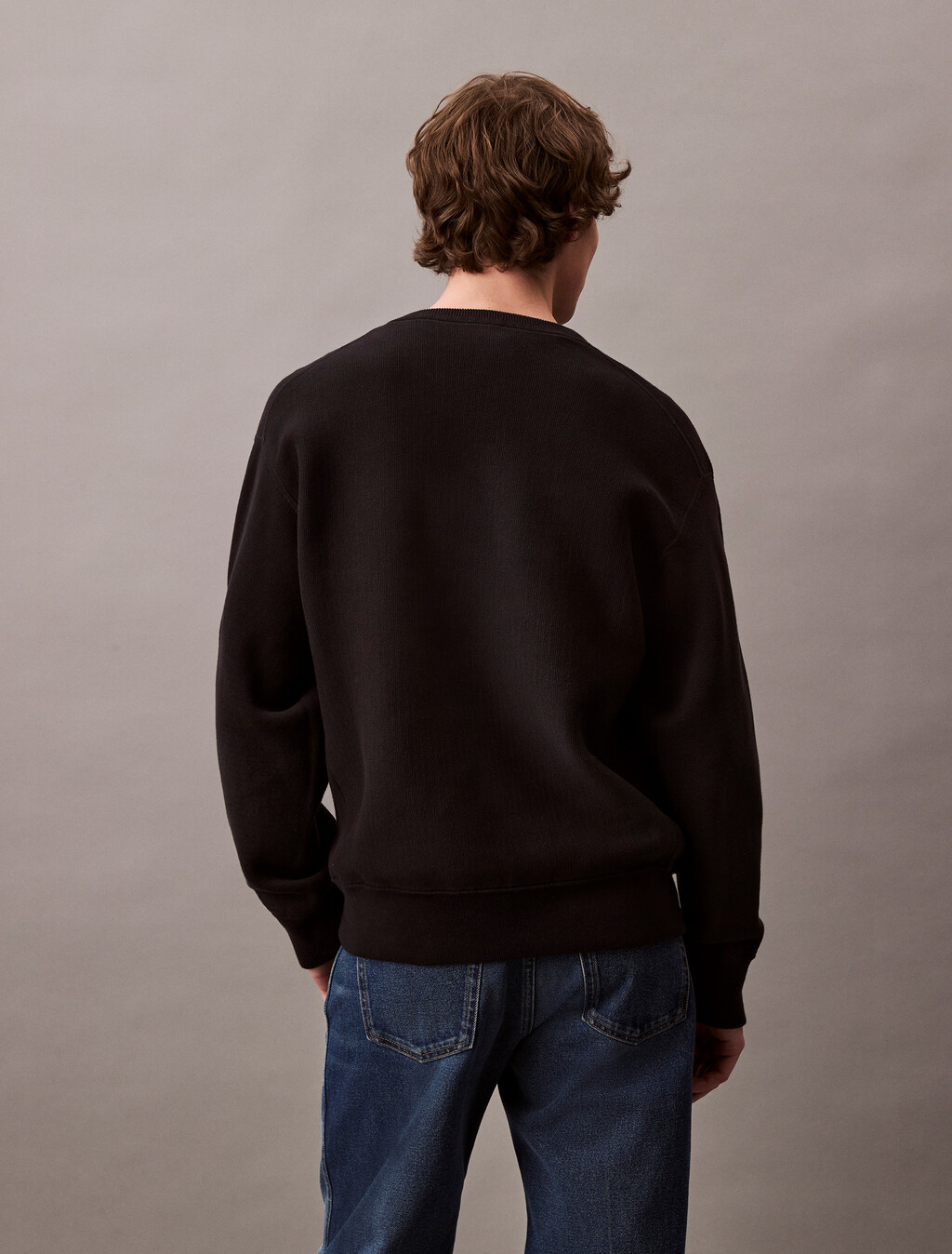 Cotton Blend Relaxed Sweatshirt, Black, hi-res