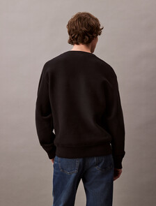 Cotton Blend Relaxed Sweatshirt, Black, hi-res