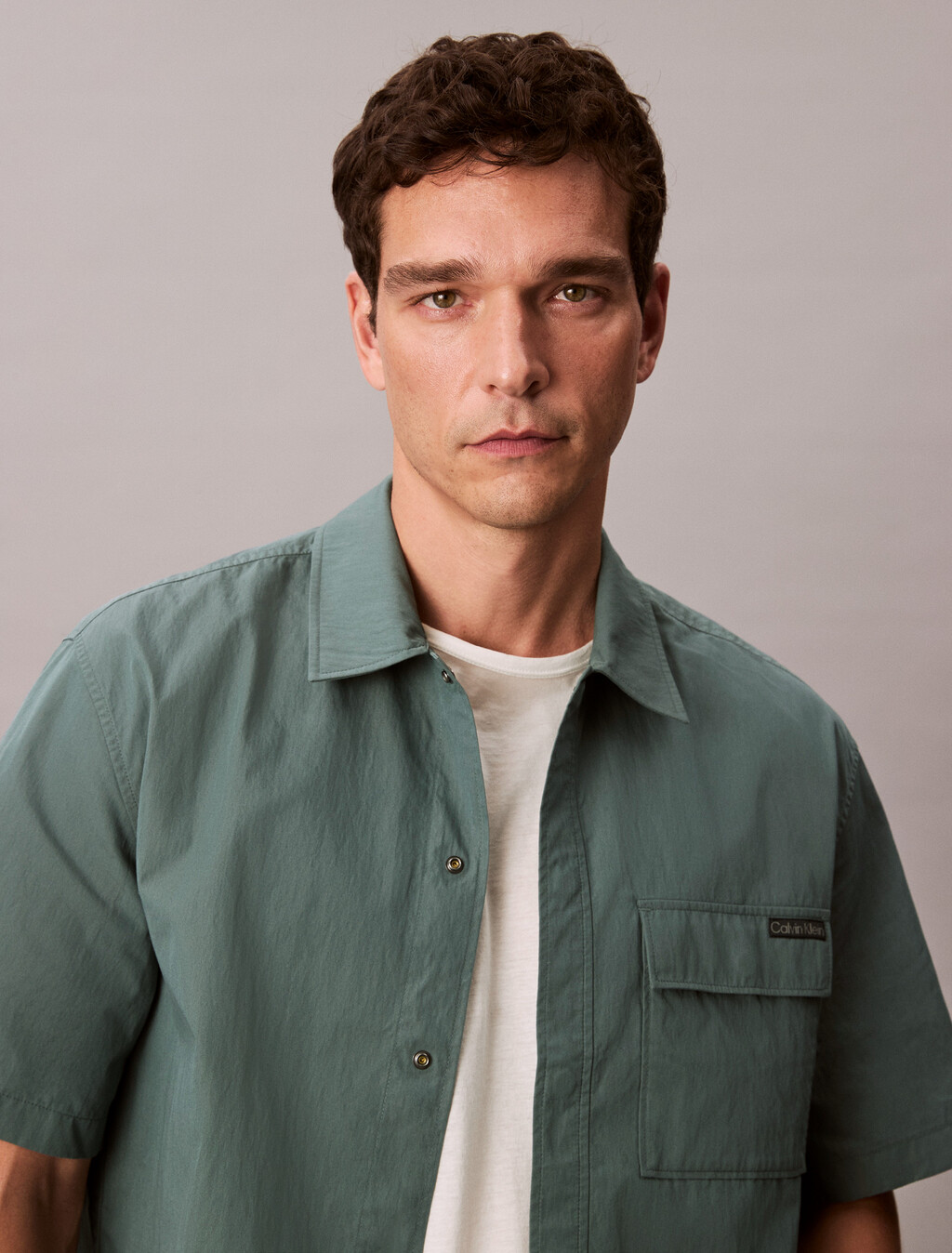 Cotton Nylon Relaxed Shirt, Seaside Aqua, hi-res