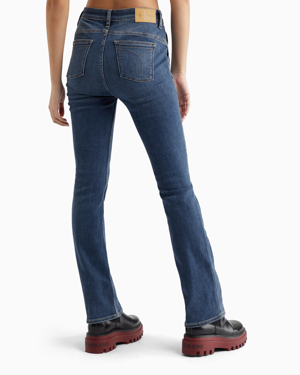 Italian Denim High Rise Body Slim Bootcut Jeans, 205 MID BLUE, hi-res