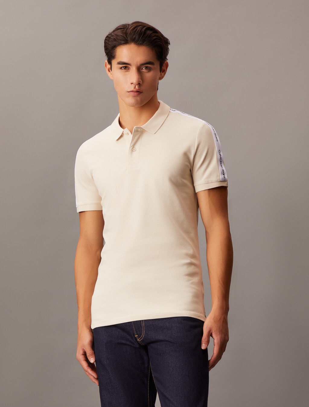 Contrast Logo Polo, Eggshell, hi-res