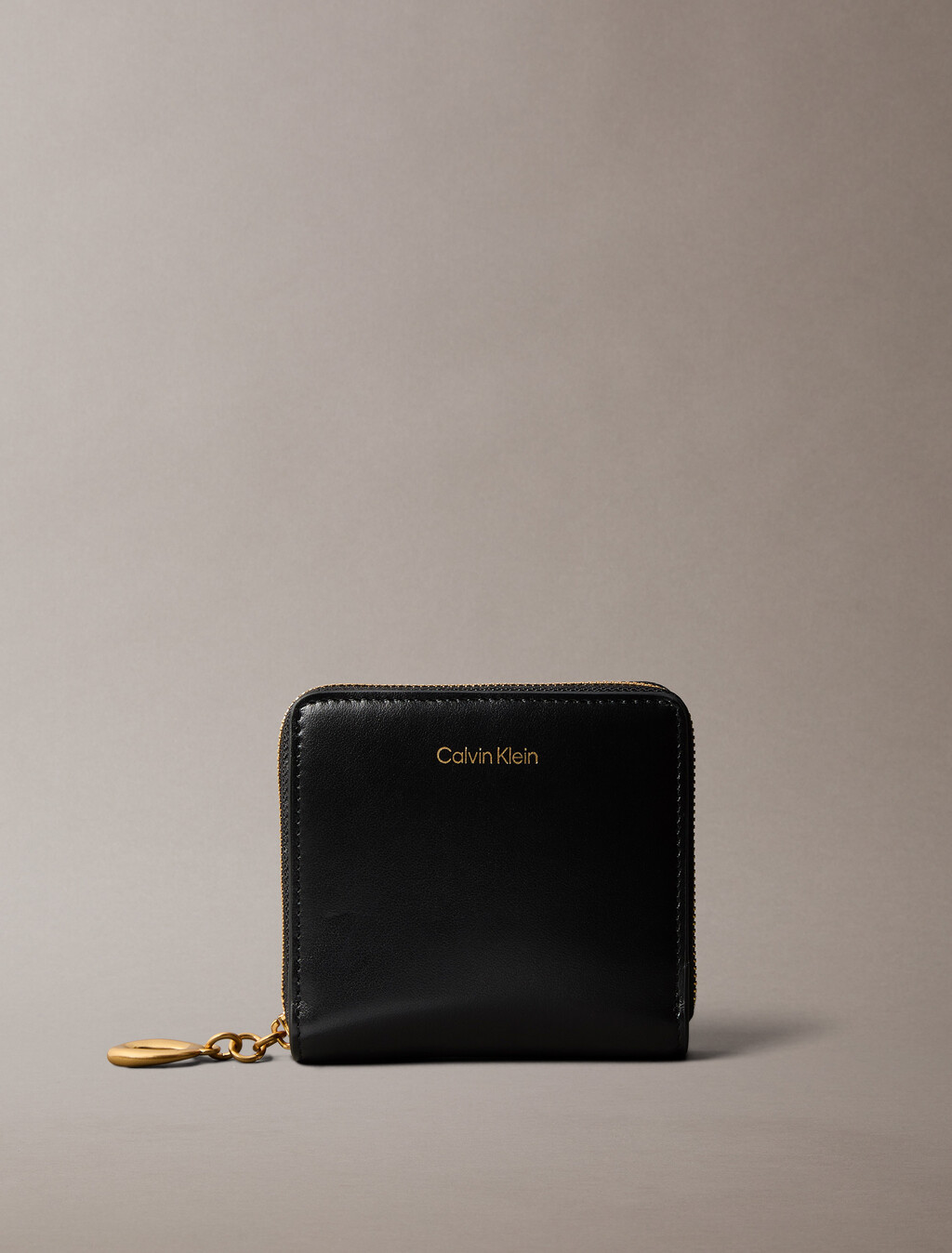 Leather Zip Wallet, Black, hi-res