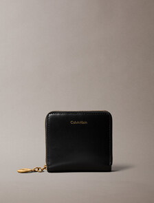 Leather Zip Wallet, Black, hi-res